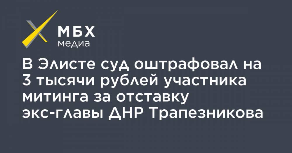 В Элисте суд оштрафовал на 3 тысячи рублей участника митинга за отставку экс-главы ДНР Трапезникова