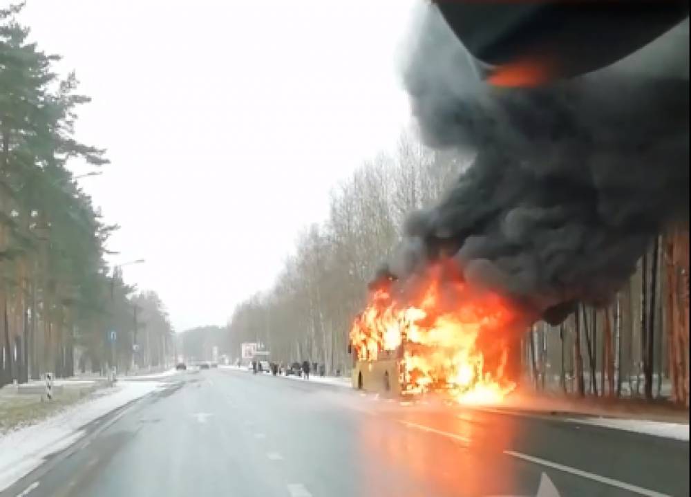 50 пассажиров успели эвакуировать из охваченного огнем автобуса на Приморском шоссе