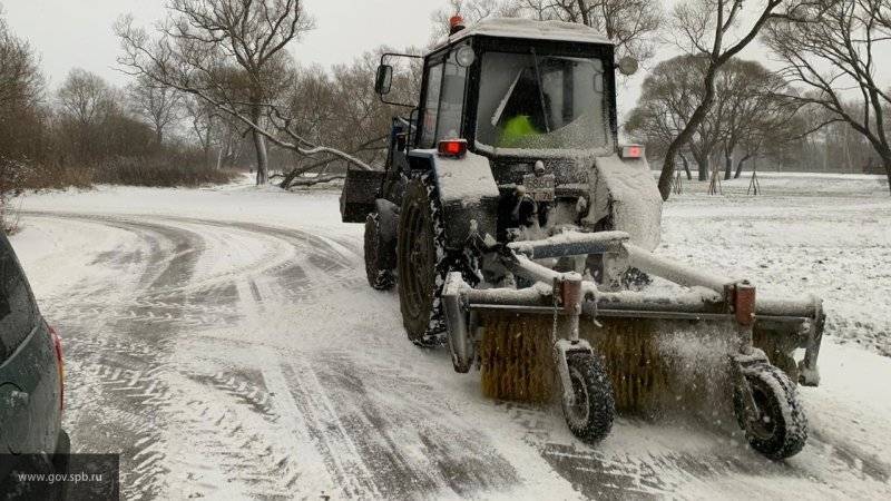 Свыше 500 дворников очищали улицы 1 декабря от снега в Красносельском районе Петербурга