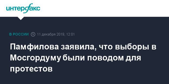 Памфилова заявила, что выборы в Мосгордуму были поводом для протестов