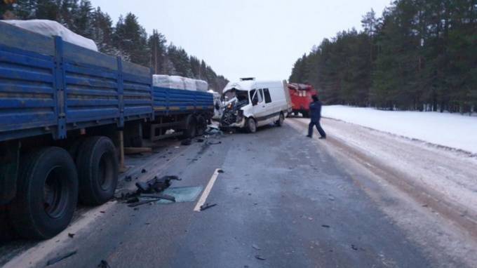Трое погибших: Под Архангельском микроавтобус протаранил стоящий грузовик