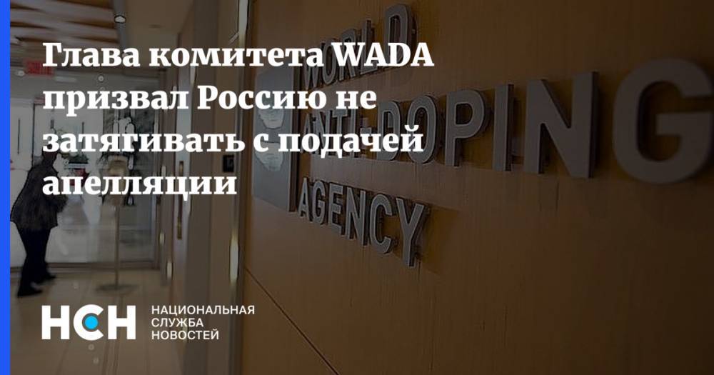 Глава комитета WADA призвал Россию не затягивать с подачей апелляции