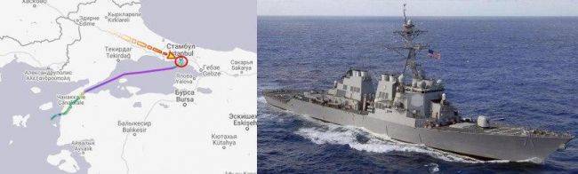 Ракетный эсминец ВМС США USS Ross входит в Черное море