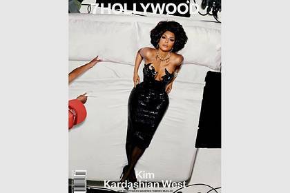 Ким Кардашьян надела платье с глубоким декольте и попала на обложку журнала