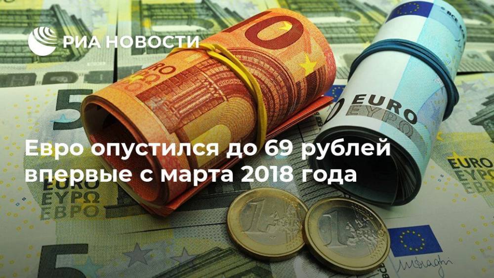 Евро опустился до 69 рублей впервые с марта 2018 года