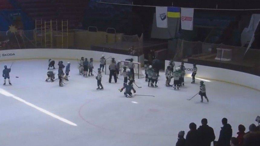 Видео: Юные хоккеисты устроили побоище во время матча на Украине