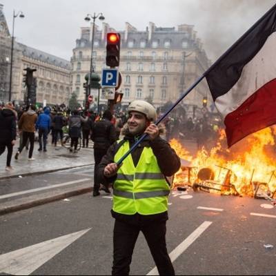 Сторонники движения "желтых жилетов" устроили у Лувра в Париже очередную акцию