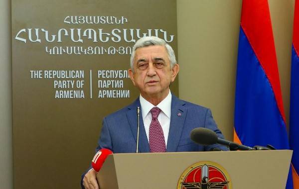 Партия Сержа Саргсяна будет добиваться досрочных выборов в Армении