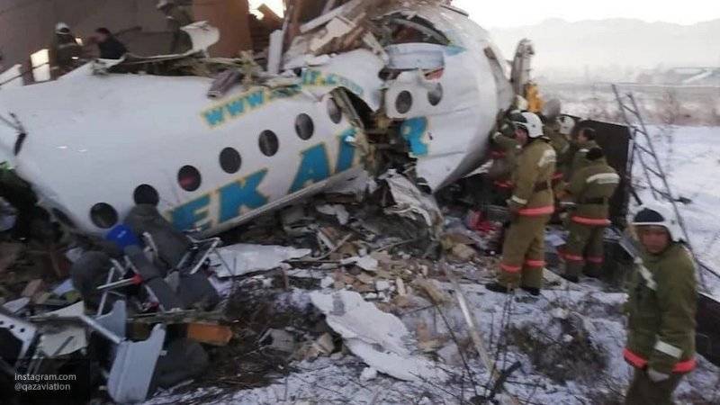 Видео с места крушения самолета в Алма-Ате появилось в Сети