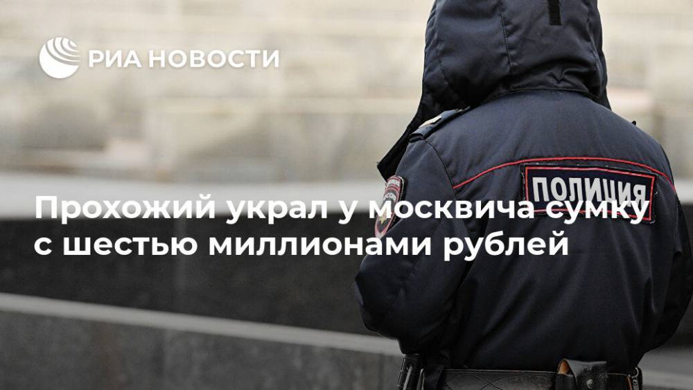 Прохожий украл у москвича сумку с шестью миллионами рублей