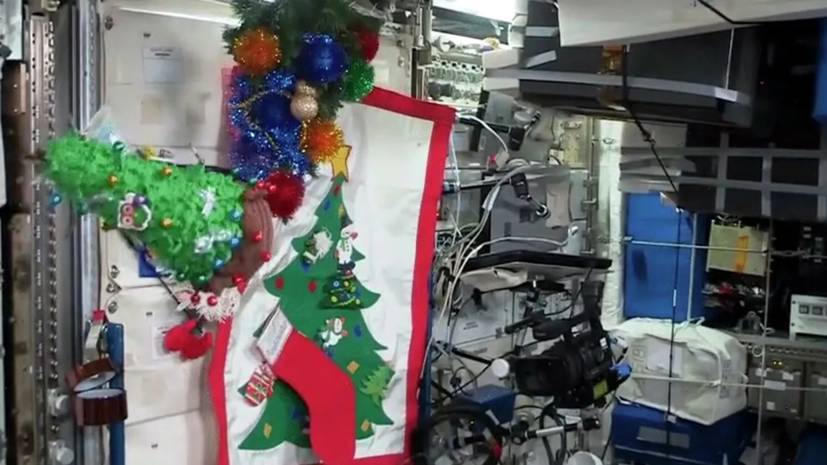 Экипаж МКС нарядил новогоднюю ёлку