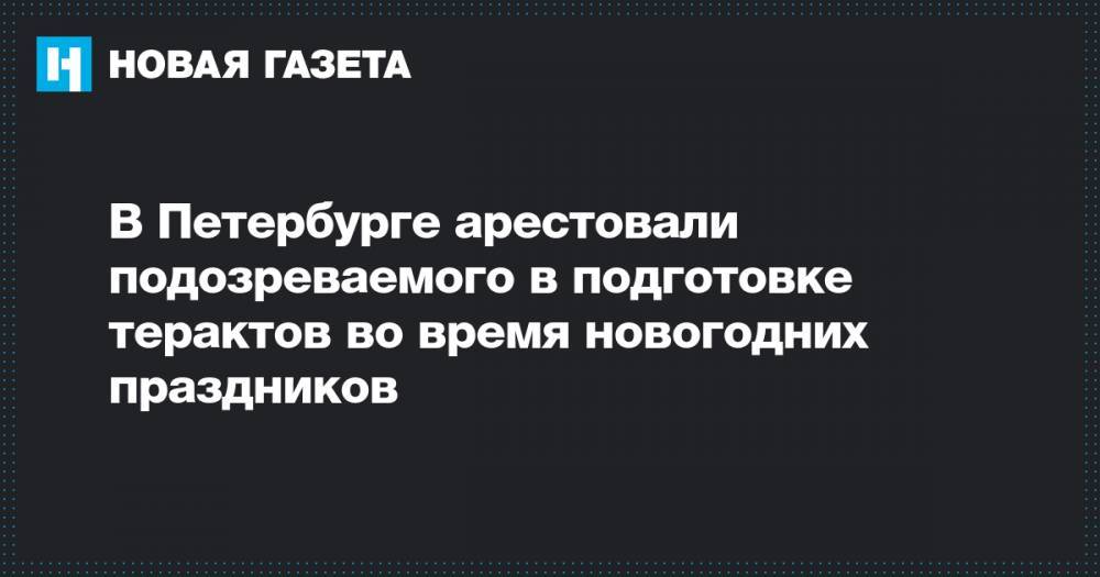 В Петербурге арестовали подозреваемого в подготовке терактов во время новогодних праздников