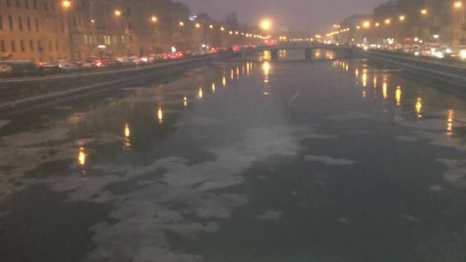 Реки и каналы Петербурга застилает льдом. На воде появилось сало