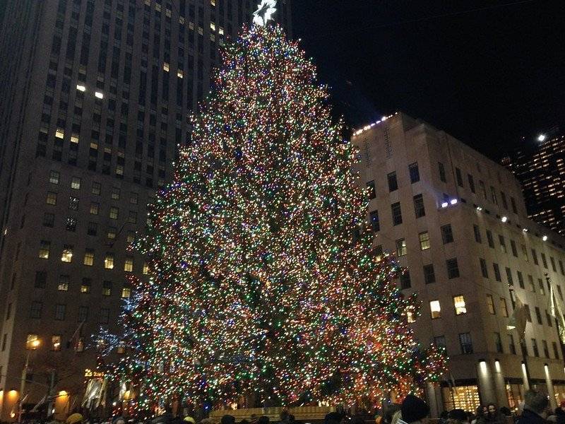Главную рождественскую елку Нью-Йорка украсили и зажгли в центре города