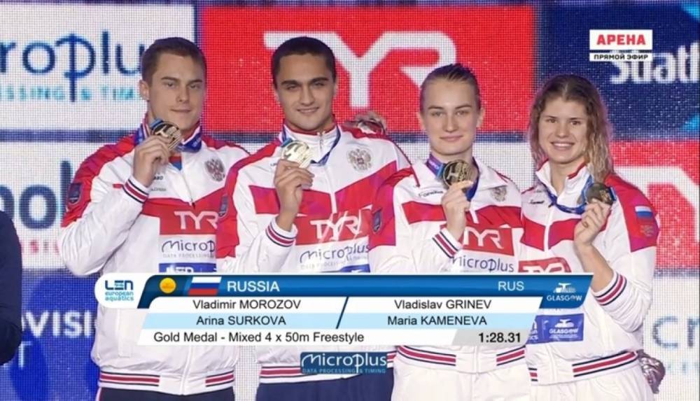 Золото в смешанной эстафете завоевала сборная России на чемпионате Европы