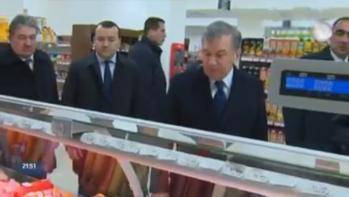 Президент осмотрел полки местного гипермаркета | Вести.UZ