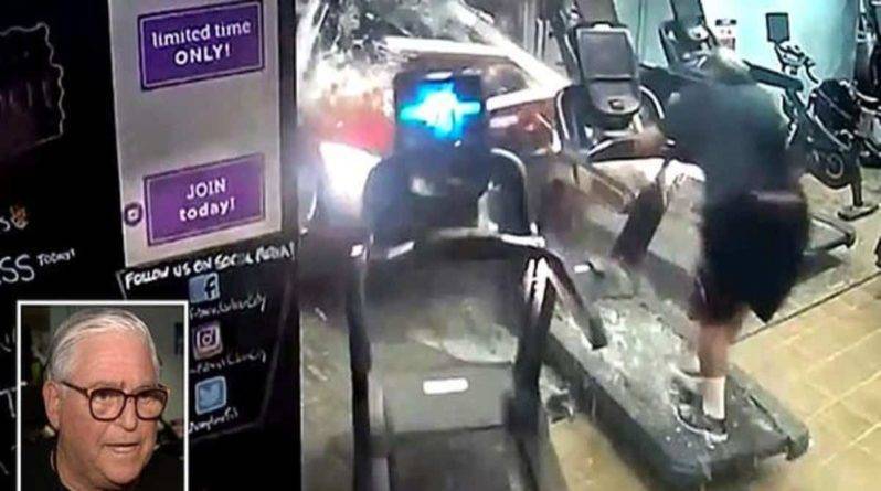 Mercedes SUV пробил окно фитнес-центра, сбросив мужчину с беговой дорожки (видео)