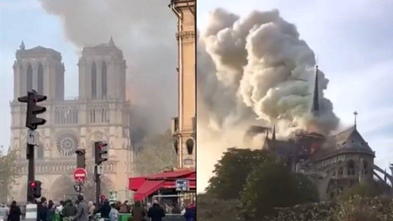 Большая часть Собора Парижской Богоматери уничтожена огнем
