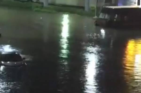 В сети появилось видео затопленных из-за сильных дождей автомобилей в США