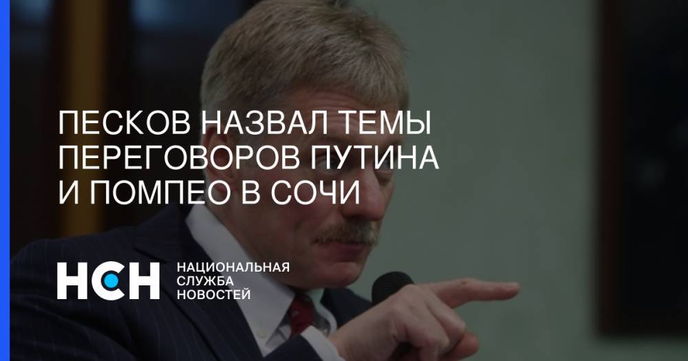 Песков назвал темы переговоров Путина и Помпео в Сочи