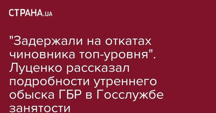 "Задержали на откатах чиновника топ-уровня". Луценко рассказал подробности утреннего обыска ГБР в Госслужбе занятости