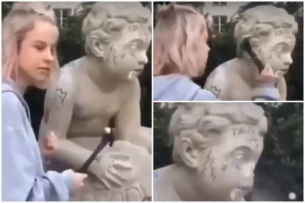 Польская модель ради лайков разбила молотком древние статуи (видео)