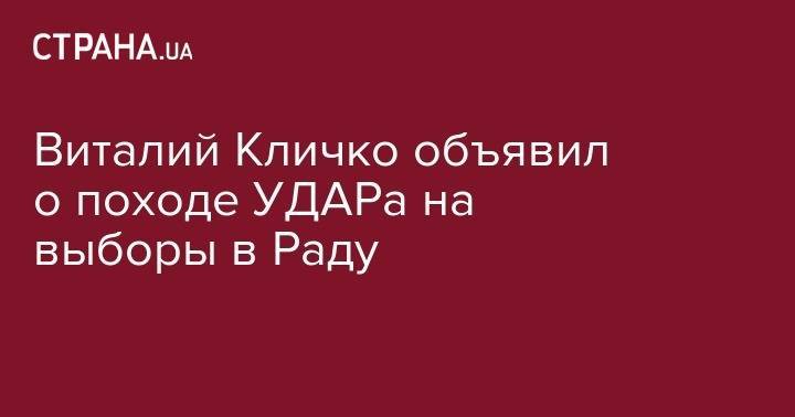 Виталий Кличко объявил о походе УДАРа на выборы в Раду