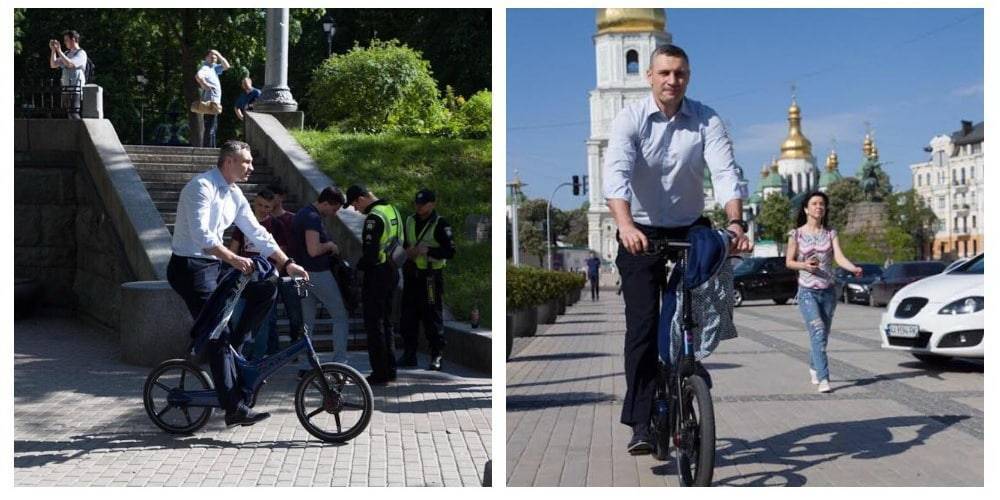 Мэр Киева Кличко приехал на инаугурацию Зеленского на велосипеде