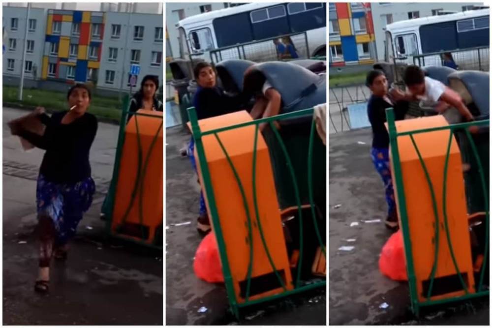 Россиянка заставила сына искать еду в мусорном баке (видео)