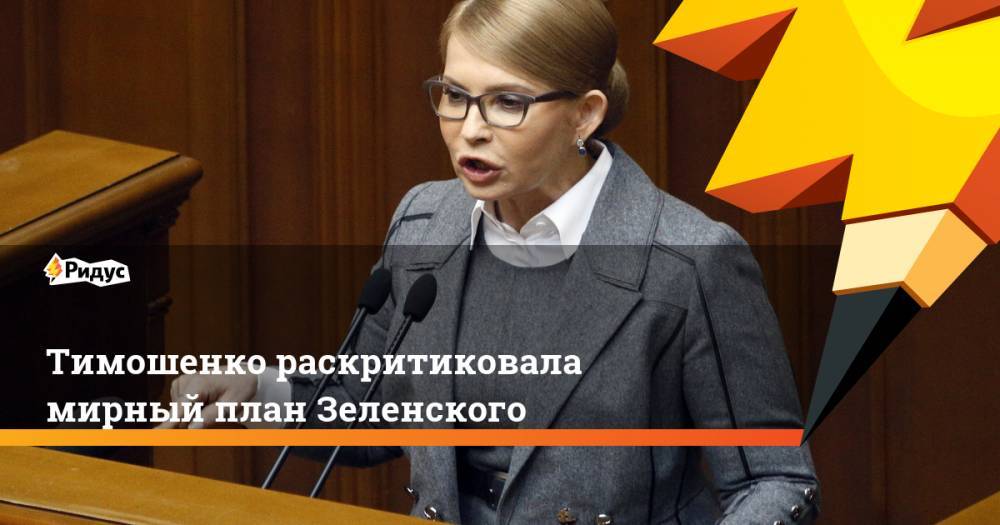 Тимошенко раскритиковала мирный план Зеленского