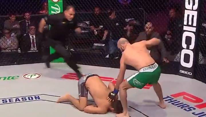Хайбулаев на 10-й секунде нокаутировал экс-бойца UFC ударом колена