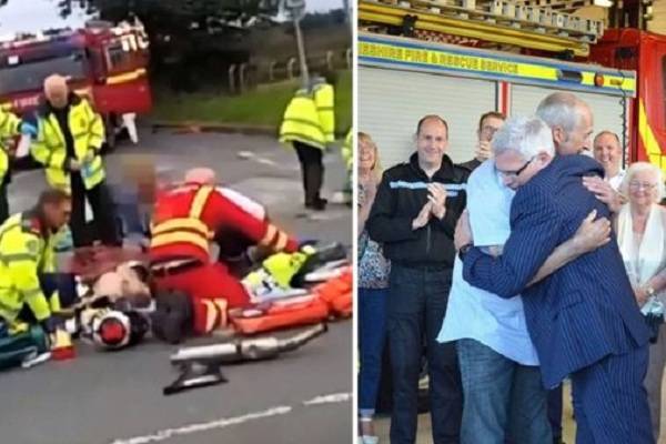 Мотоциклист спасен после того, как врач выполнил операцию на открытом сердце посреди дороги