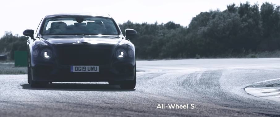 Компания Bentley показала на видео Flying Spur с полноуправляемым шасси