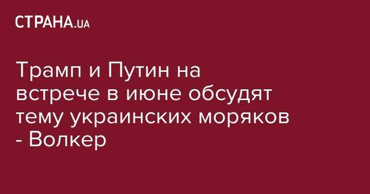 Трамп и Путин на встрече в июне обсудят тему украинских моряков - Волкер