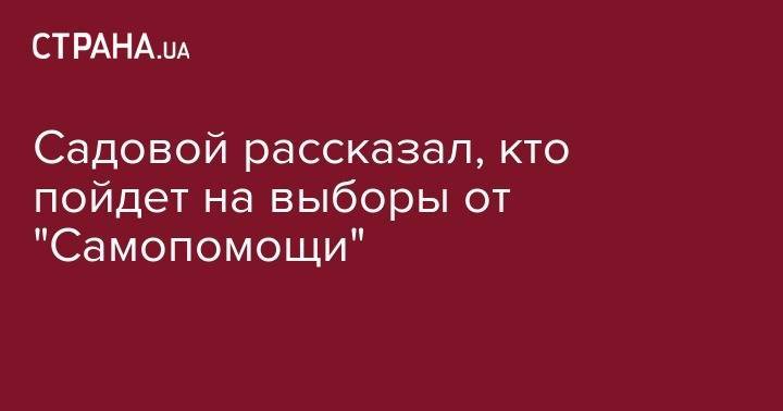 Садовой рассказал, кто пойдет на выборы от "Самопомощи"