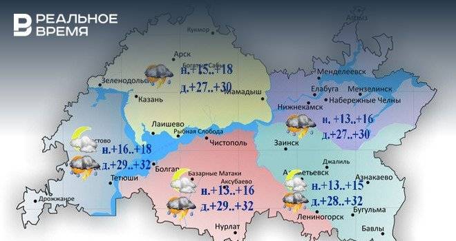 1 июня в Татарстане ожидаются дожди, сильный ветер и до +34