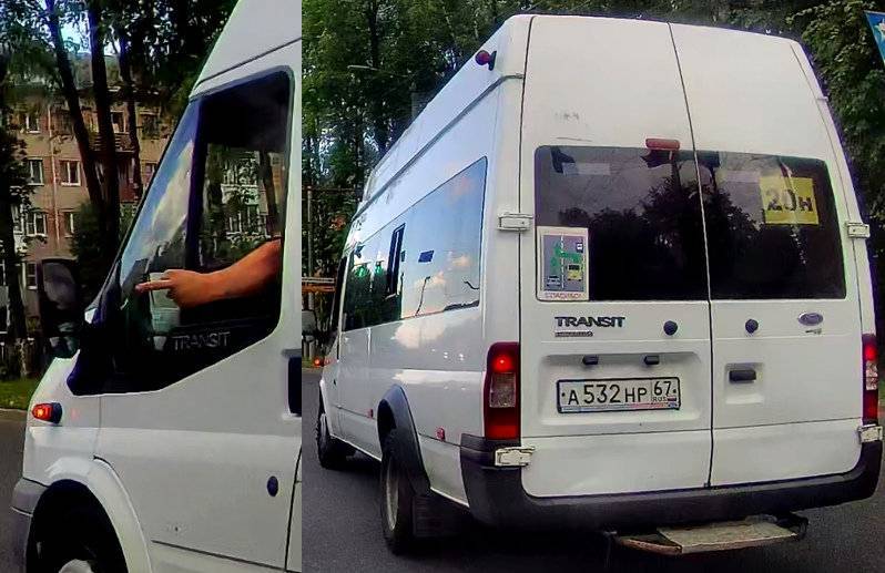 Резкие манёвры маршрутчика едва не спровоцировали аварию в Смоленске