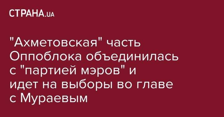 "Ахметовская" часть Оппоблока объединилась с "партией мэров" и идет на выборы во главе с Мураевым
