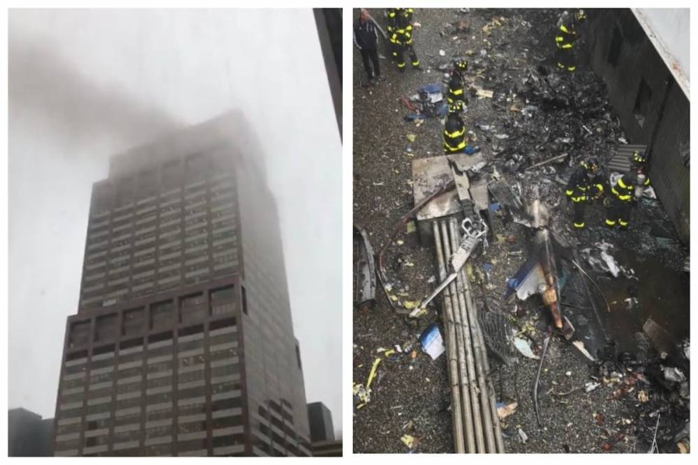 Вертолет врезался в небоскреб в центре Нью-Йорка