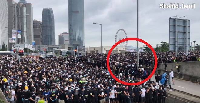 Опубликовано видео многотысячной акции протеста в Гонконге