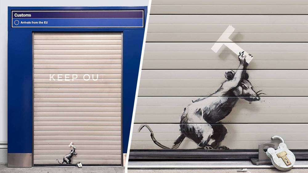 Бэнкси нарисовал новое граффити в аэропорту Лондона