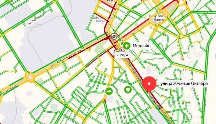ДТП и ремонт дороги привели к серьёзной пробке в Воронеже