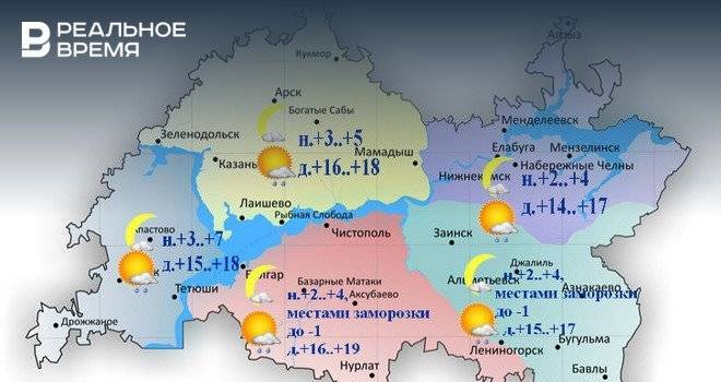 В Татарстане ожидается дождь и до +19°С