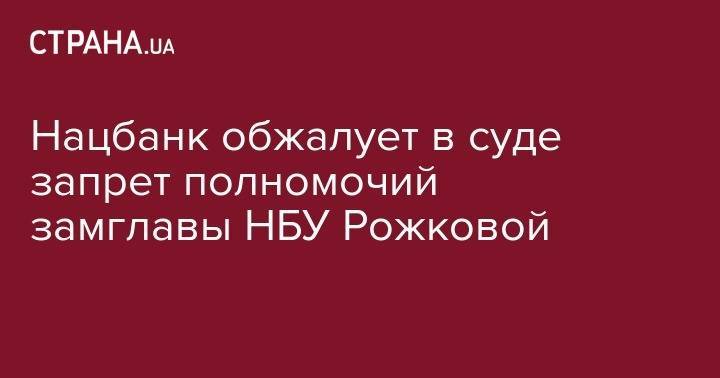 Нацбанк обжалует в суде запрет полномочий замглавы НБУ Рожковой