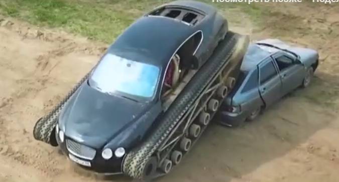 Россиянин заменил колеса автомобиля класса «люкс» на резиновую гусеницу / Моя Планета