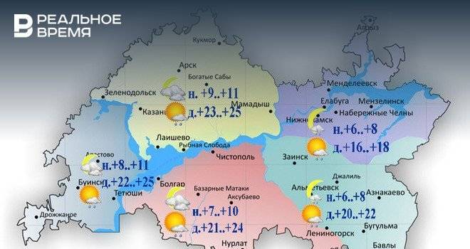 В Татарстане ожидается небольшой дождь и до +25