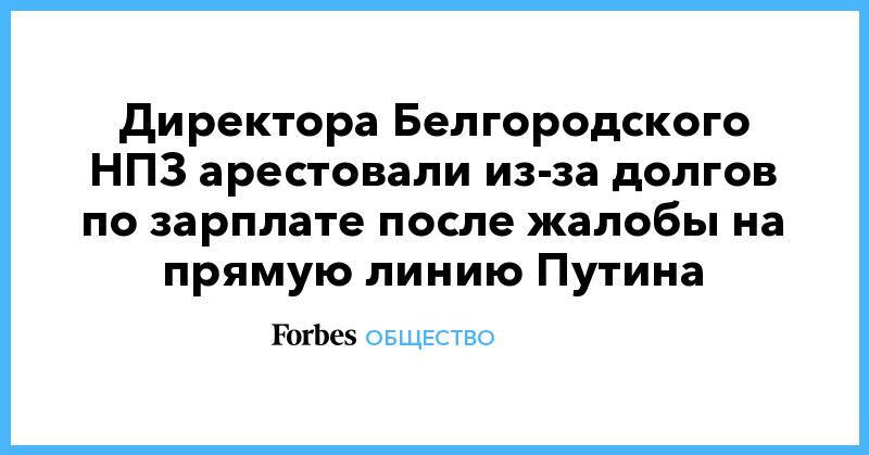 Директора Белгородского НПЗ арестовали из-за долгов по зарплате после жалобы на прямую линию Путина