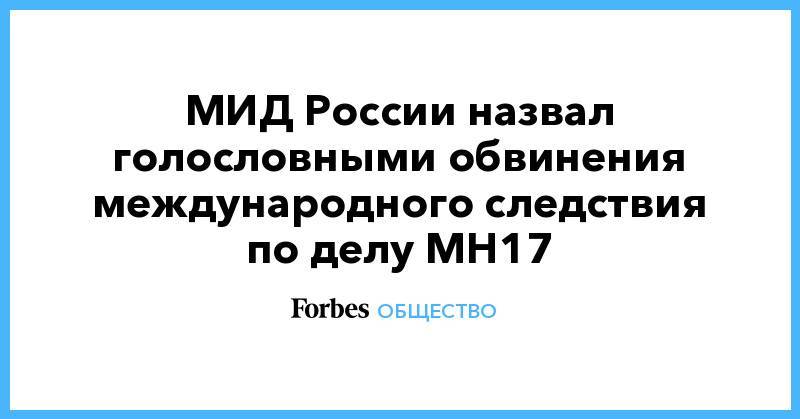 МИД России назвал голословными обвинения международного следствия по делу MH17