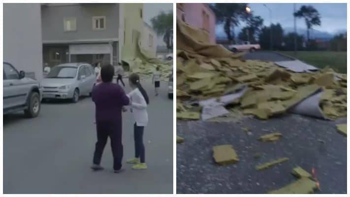 Фасадная отделка отвалилась от жилого дома в Алматы (видео)