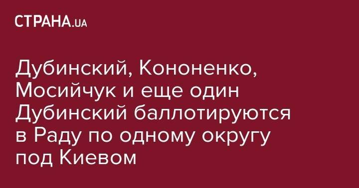 Дубинский, Кононенко, Мосийчук и еще один Дубинский баллотируются в Раду по одному округу под Киевом